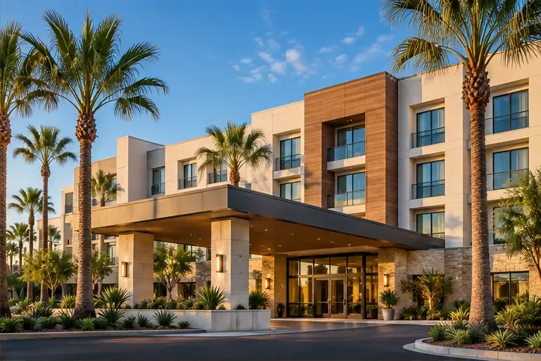 Illustrative hotel exterior